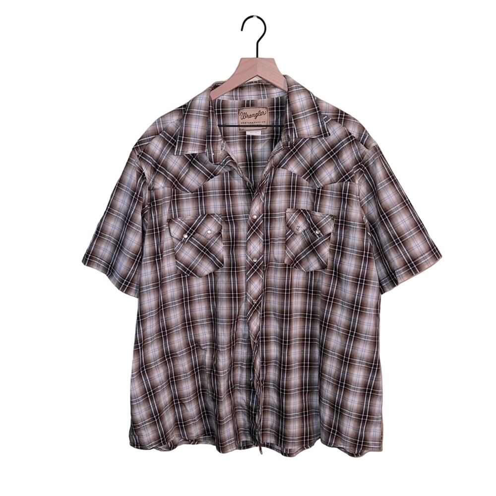 VNTG WRANGLER short sleeve Pearl snap button down shirt 2X